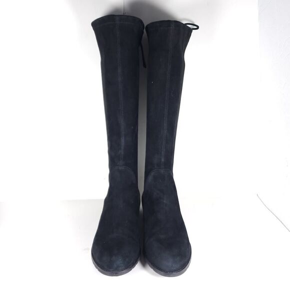 Stuart Weitzman Women's Lilene US 9 Black Suede Stretch Pull On Knee High Boots - Picture 3 of 16